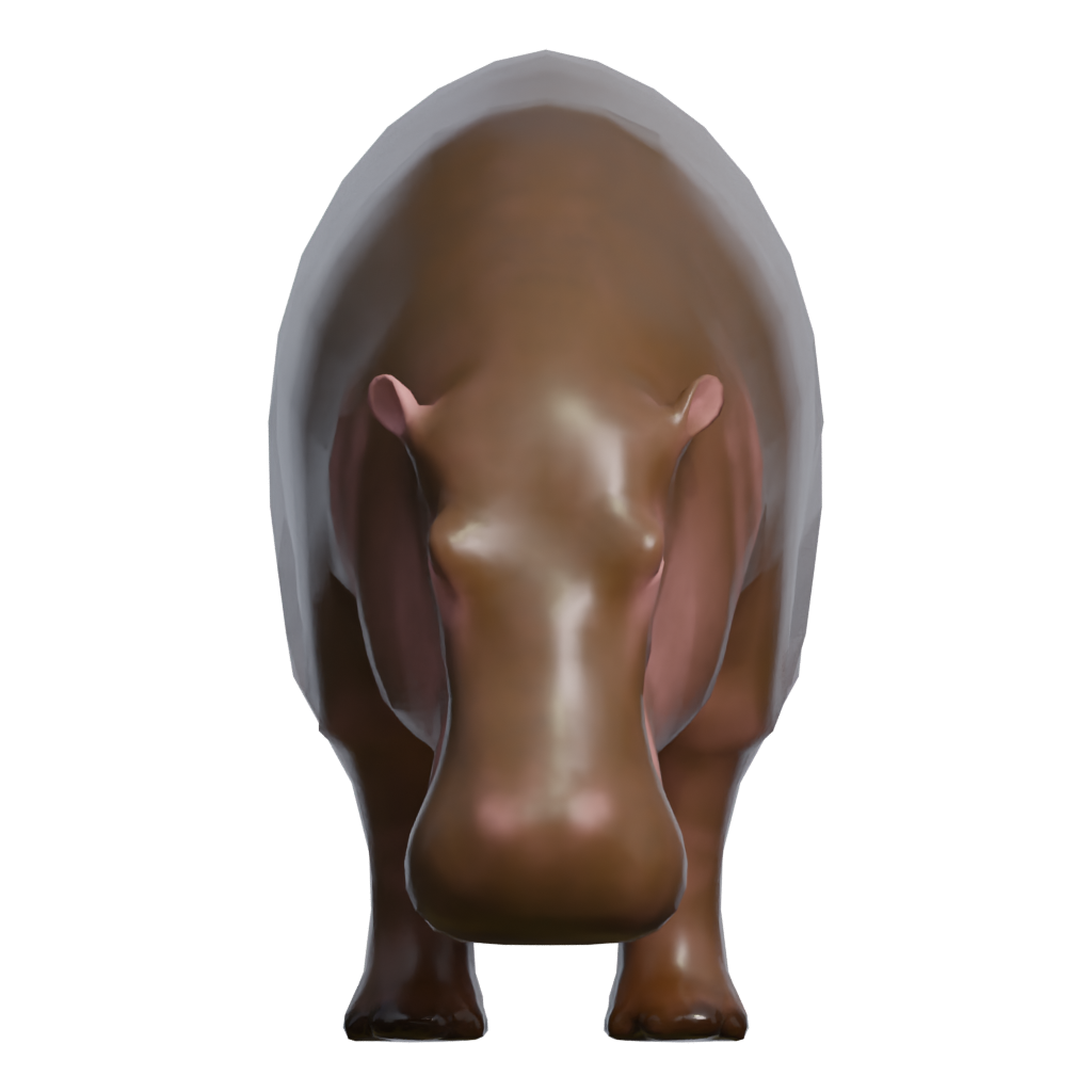 Front view of the Hippo Metalic Statue 3D model