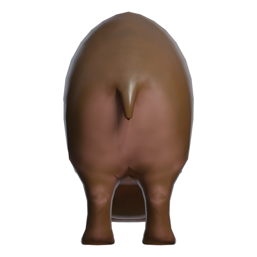 Back view of the Hippo Metalic Statue 3D model