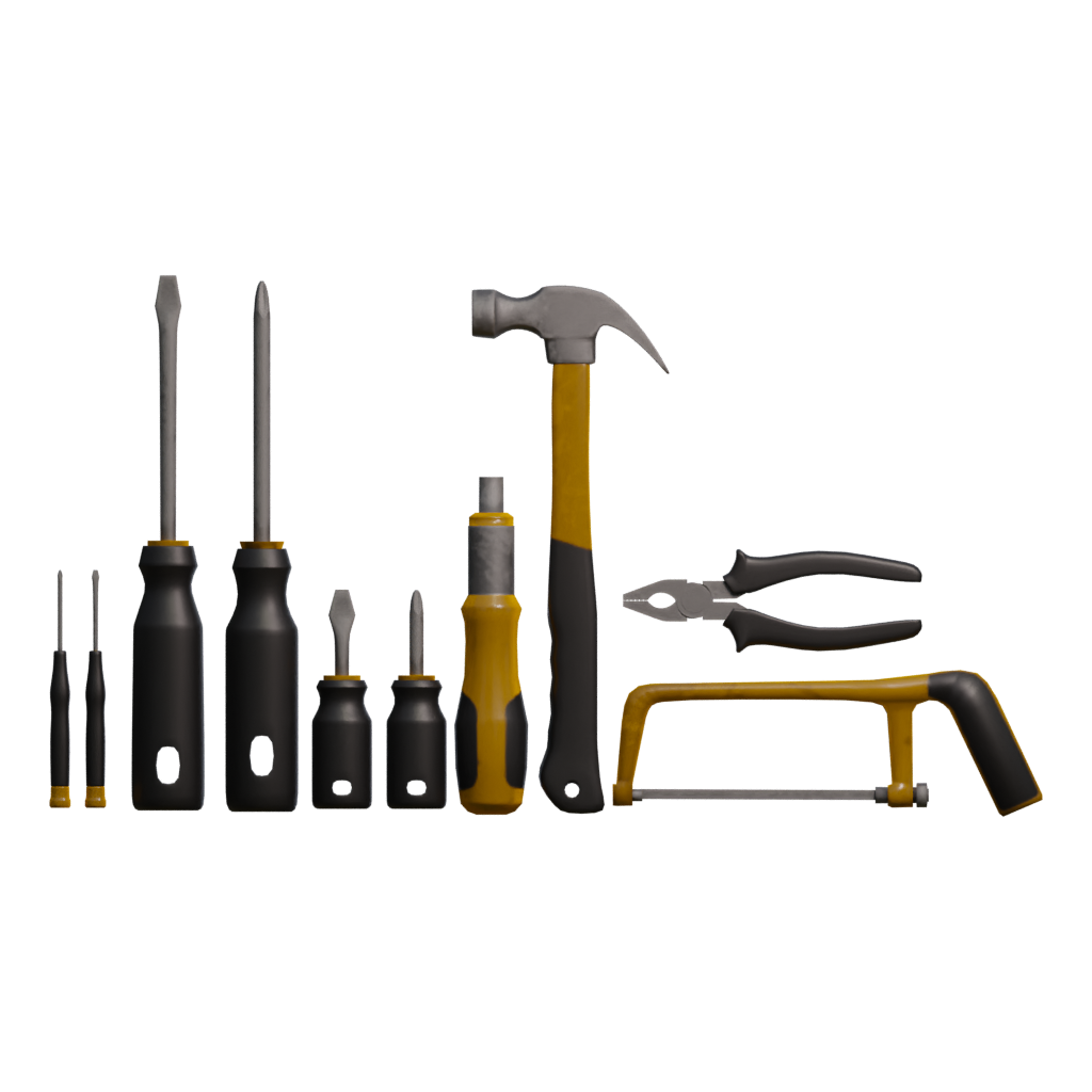Front view of the 6 Piece Screwdriver Set With Bonus Side Cutters 3D model